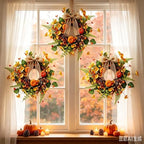10 PCS Mini Fall Wreaths for Kitchen Cabinets Small Fall Hanging Wreath with Pumpkins Pinecones Berries Eucalyptus Thanksgiving Wreath for Front Door Window Cabinet Farmhouse Decor - Image 5