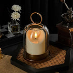 5"&4" Metal Candle Holder with Handmade Glass Dome in Brass & 2 Timer Candles, Set of 2 Versatile Hurricane Glass Candle Holders for Pillar Candles & Plants - Image 3