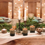 KONNI Layered Pillar Candles Set of 3, 3"x 4" Table Decor Coffee - Image 4