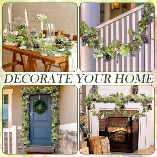 Artificial Grape Leaf Garland Vine Plant, 13 ft, Light Green - Image 3