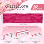 18 Pack Cheesecloth Table Runner 10FT Hot Pink Table Runner Boho Gauze Cheese Cloth Table Runners Long Rustic Sheer Table Decorations for Wedding Party Baby Bridal Shower Birthday Holiday Home - Image 2