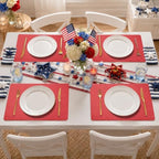 Maxpearl Faux Leather Placemats Set of 6, Easy to Clean, Light Red - Image 3