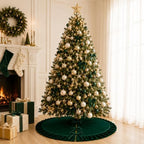 60 Inch Large Christmas Tree Skirt, Dark Green Velvet with Ruffled Edge for Big Trees Decorations for Home Party Festival - Image 3
