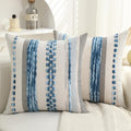 Boho Pillow Covers 18x18 Set of 2 for Couch-Modern Farmhouse Sofa Decorative Blue Throw Pillow Covers Textured Chenille Cushion Covers Outdoor Netural Bohemian Pillow Cases Square by PLEPATE