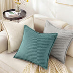 decorUhome Fall Corduroy Turquoise Throw Pillow Covers 24x24 Set of 2 - Image 4