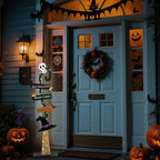Halloween Decorations |Lighted Witch's Broom Halloween Wooden Porch Sign | Spooky Light Up Witch Decorations Sign for Indoor Outdoor Yard Decor - Image 5