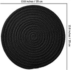 Set of 6 Round Woven Placemats,13.8 inch Cotton Plate Chargers Black Thick Tablemats Braided Tablemats for Dining Rattan Mats Weave Placemats for Table Decoration - Image 2