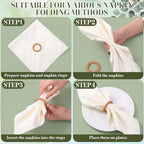 Ferrochef Boho Woven Rattan Napkin Rings, Natural, 50 Pcs - Image 4
