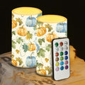 Battery Operated Pumpkin Candle Leaves Fall Flameless Candles LED Table Candles with 18-Key Remote Timer Color Changing for Thanksgiving Holiday Party Home Indoor Room Table Decorations by WelcometoLuarisgur