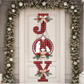 Soaoo 1 Set of 3 Pcs Christmas Joy Sign Buffalo Plaid Christmas Wreaths Rustic Burlap Wooden Hanging Front Door Decorations for Xmas Home Outdoor Window Indoor Porch Holiday Wall Decor Party Supplies by Soaoo