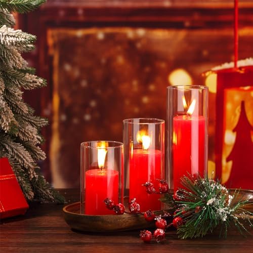 Shihanee 3 Pillar Candle and Holder, S, Red - Image 4