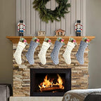 Christmas Stockings, 20 Inch Ivory and Gray Cable Knit Stockings Christmas Holiday Decoration, 6 Pack - Image 2