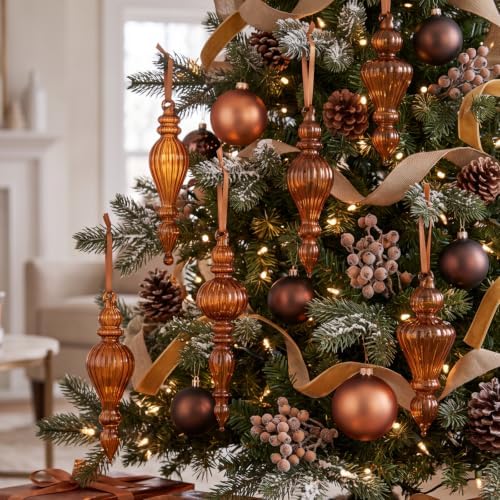 Sotiff 6 Pcs Mercury Glass Christmas Ornaments, Vintage Finial Decorations - Image 5