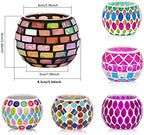 6pcs Votive Candle Holders, Mosaic Tealight Holder Stained Glass Tea Light, Colorful Handmade Candle Jars Aromatherapy Candle Lamp for Christmas, Wedding, Birthday Table Centerpiece Decor - Image 3