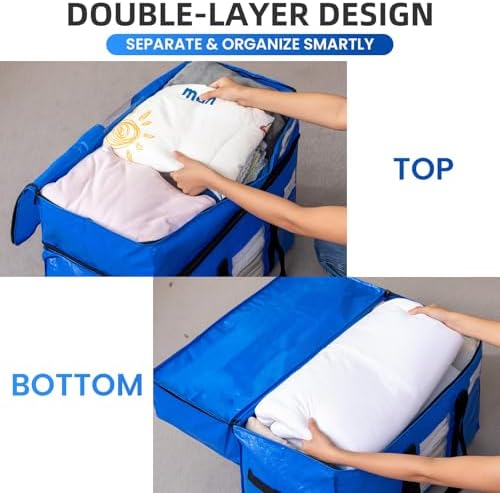 TAILI 2 Tier Moving Bags,2 Blue Silver Storage Bags with Visible Window - Image 5