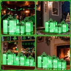 Lewondr St Patricks Day Decorations Lighted Gift Boxes with 3D Shamrocks, Green Decor Light Up Present Boxes for St Patrick's Day, USB Powered + Remote Control Lucky Clover for Indoor Home Holiday - Image 6