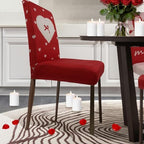 Valentine Chair Covers Set of 6 Valentines Heart Chair Back Covers Valentines Dining Chair Covers for Party Kitchen Valentines Day Decorations - Image 2