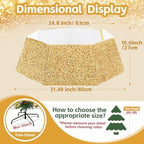 Gold Tree Collar for 9 ft Tree 31.49 Inch Shimmer Christmas Tree Ring Velvet Tree Skirt Cover for Xmas Pencil Tree Holiday Decor - Image 3