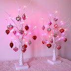 Valentines Day Lighted Birch Trees, 2 Pack with Hanging Heart Ornaments by BringingJoytoEveryCorner-LLCHBYourSourceforEnchantingLightedTrees
