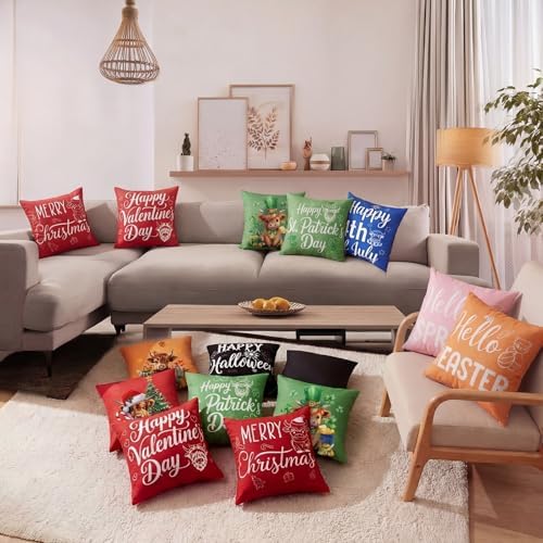 Mindsoft 20 Pcs Holiday Pillow Covers 18 x 18 Easter Pillow Cover Spring Summer 250th Anniversary Pillowcase Decorative Seasonal Cushion Case for Farmhouse Home Sofa(Highland Cow) - Image 5