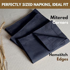 Native Fab Cloth Napkins Set of 12, Hemstitched Edges 100% Cotton, Washable Dinner Napkins 18x18 inch, Soft & Comfortable Reusable Table Napkins - Navy Blue - Image 2