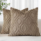 decorUhome Faux Fur Soft Light Brown Throw Pillow Covers 26x26 Set of 2 by decorUhome