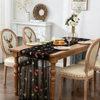 BINBE 6pcs Black Daisy Spring Table Runner Embroidery Gauze 10FT Florals Seasonal Tulle Holiday Birthday Kitchen Dining Table Decor for Home Party - Image 4