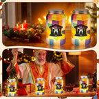 Qinyoung 12 Pcs Yellow Cross Mason Jar Craft with LED Candle Light - Image 6