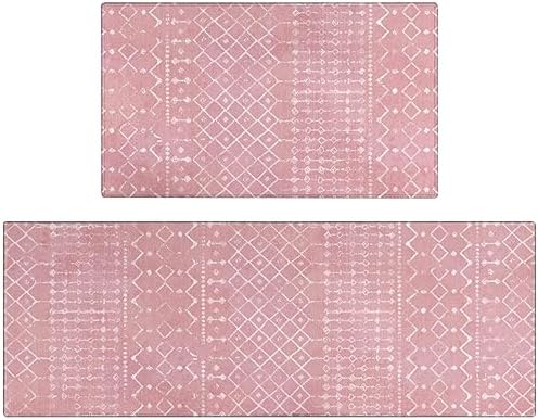 St Patricks Day Spring Kitchen Rugs and Mats Set of 2,Lucky Shamrocks Clovers Eucalyptus Leaves Buffalo Plaid Farmhouse Non Slip Washable Floor Sink Mats Decorations for Home Kitchen 18"x48"+18"x30" by Xsinufn