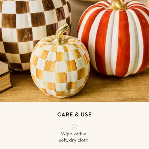 MACKENZIE-CHILDS Resin Pumpkin, Small, Golden-Yellow-and-White Amber Check - Image 5