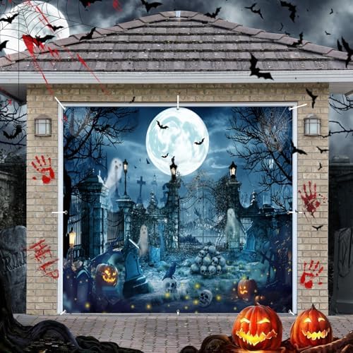 Halloween Garage Door Decorations Cover Banner Scary Halloween Backdrop by Unknown