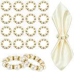 100 PCS Gold Pearl Napkin Rings, Imitation Pearl Ring Napkin Holder, Rhinestone Imitation Beaded Serviette Buckles for Wedding, Formal Dinners, Table Decor and Banquets by Unknown