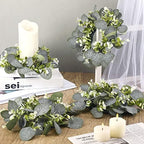 Panelee 20 Pcs Candle Rings Artificial Eucalyptus Wreath Rings - Image 4