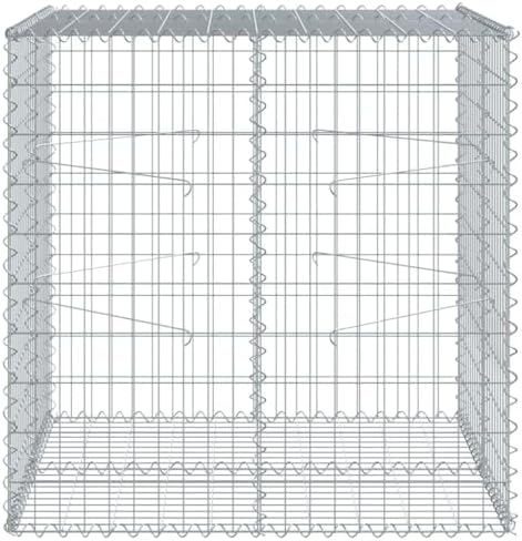 vidaXL Gabion Basket with Cover 39.4"x39.4"x39.4" Galvanized Iron - Image 6