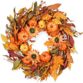 Fall Wreaths for Front Door 22 Inch, Autumn Wreath with Berry Pumpkin, Maple Leaves, Thanksgiving Harvest Festival Decorations Indoor and Outdoor by HomeKaren