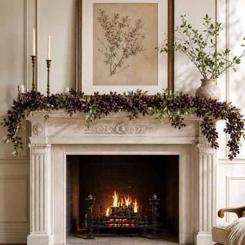 Norme 6ft Fall Plum Berries Garlands Artificial Rusty Plum Branch Autumn Garlands Fall Thanksgiving Decoration Hanging Vine for Thanksgiving Party Mantle Doorway Porch Railing Home Wedding Decor - Image 6