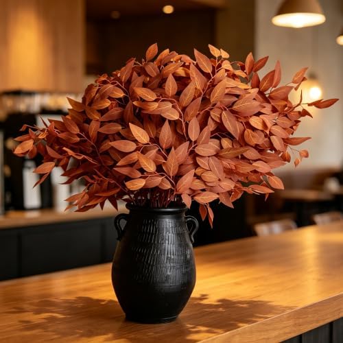 25pcs Italian Ruscus Greenery Fall Leaves Stems Garland for Vase Home Decor - Image 5