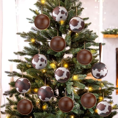 Syhood 12 Pcs Cowhide Christmas Ornaments 3.15'' Western Christmas Decor - Image 5