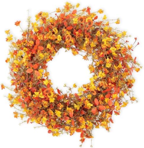 24 Inch Fall Wreaths for Front Door Boho Fall Wreath Rustic Autumn Wreath by DIYFLORU