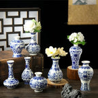 Dandat 8 Pcs Small Blue and White Ceramic Vase, Chinoiserie Floral,Fresh - Image 5