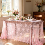 B-COOL 2 Pieces Lace Tablecloth 60 x 120 Inch Light Blue Wedding Rectangle - Image 2