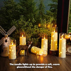 Sasigeiaa Flameless Candles with Embedded Star String - Battery Operated LED Candles, with Remote,12 Ivory Flickering Candles for Christmas, Weddings, Home Decor & Party,(D 2.3"×H 5" 6" 7") - Image 5