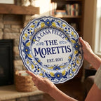 Personalized Family Name Sign, Custom Faux Ceramic Plate Wall Decor, "La Famiglia" Italian Tuscan Plaque, Flat MDF Board with Realistic 3D Print (Not Real Pottery), Mediterranean Kitchen Art - Image 2