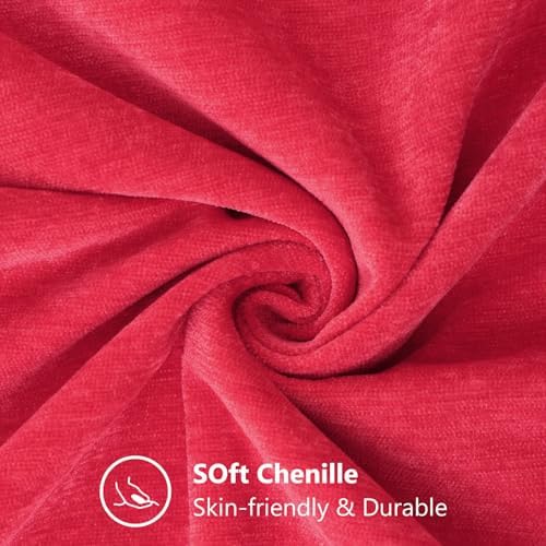 decorUhome Soft Chenille Throw Pillow Covers 22x22 Set of 2 Christmas Red - Image 2