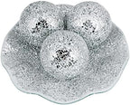 MDLUU Centerpiece Bowl and Balls Set, Mosaic Tray with 3 Pieces Spheres, 12" Decorative Plate with 4" Mosaic Orbs for Home Decor, Gift (Silver) - Image 2