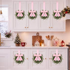 6 Pcs Christmas Pink Wreaths Kitchen Cabinet Decorations - Image 4