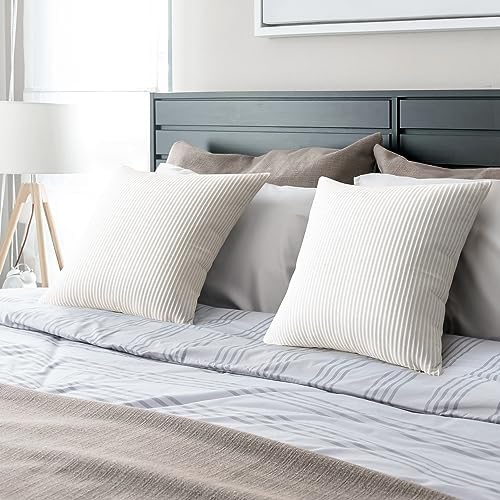 YCOLL White Pillow Covers 26x26 Set of 2 Velvet Striped Pattern - Soft Throw Pillows for Home Decor, Luxury Decorative Pillow Covers for Couch, Bed,Living Room - Image 5