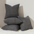 Topfinel 22x22 inches Euro Pillow Shams Set of 4 Soft Corduroy Decorative Throw Pillow Covers for Bedroom Living Room Boho Textured Striped Patchwork Couch Pillow Covers 55x55 cm Darkgrey by Topfinel