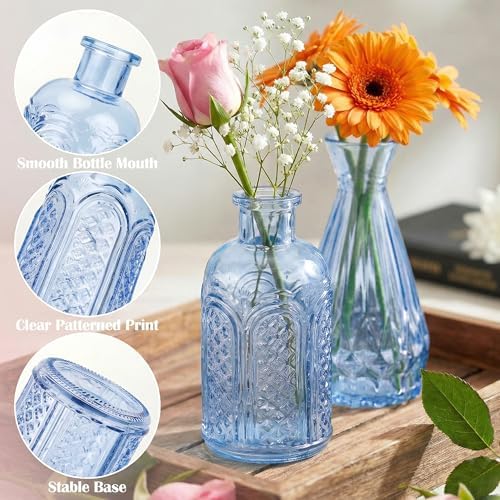 Glass Bud Vases in Bulk Small Mini Blue Vase for Flowers 23pc - Image 4