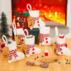 24 Set Mini White Christmas Stockings Bulk with Tags Bells - Image 3
